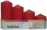 Набор свечей Bolsius Столбик 7-30 часов горения (4шт, красный) - 