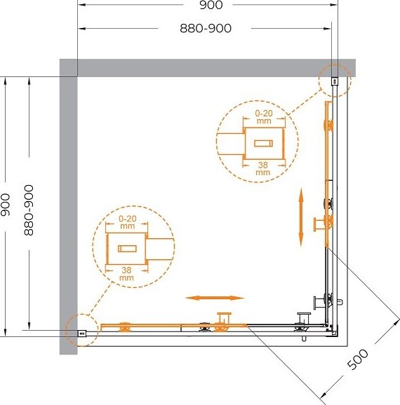 Купить Душевой уголок Cezares RELAX-304-A-2-90-C-GM в Гродно