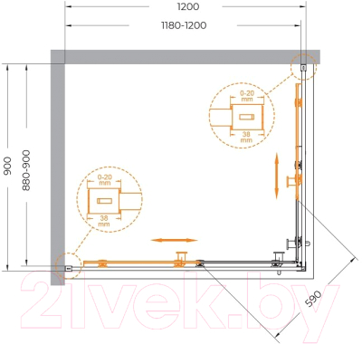 Купить Душевой уголок Cezares RELAX-304-AH-2-120/90-C-GM в Гродно