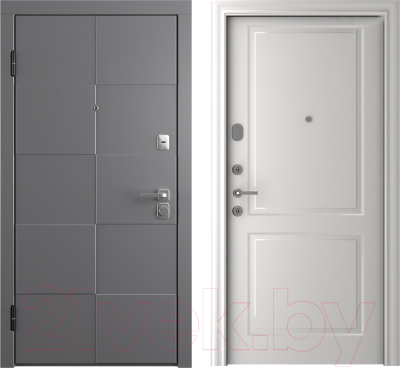 Входная дверь Belwooddoors Модель 10 210x100 левая (графит/Alta эмаль белый)