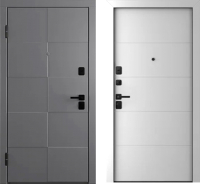 Входная дверь Belwooddoors Модель 10 210x100 Black левая (графит/Arvika эмаль белый) - 