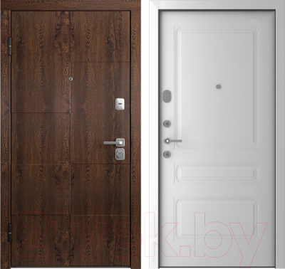 Входная дверь Belwooddoors Модель 10 210x100 левая (орех/роялти эмаль белый)