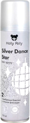 Лак для укладки волос Holly Polly Silver Dance Star Сильной фиксации с серебряными блестками (150мл)