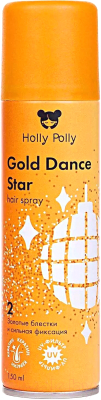 Лак для укладки волос Holly Polly Gold Dance Star Сильной фиксации с золотыми блестками (150мл)
