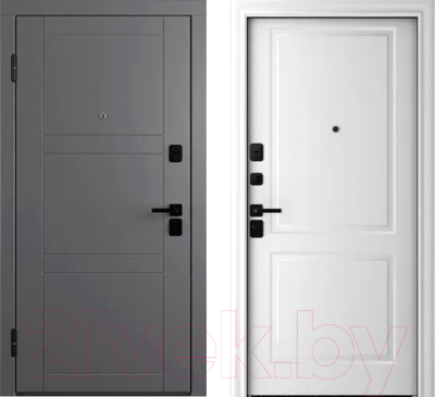 Входная дверь Belwooddoors Модель 8 210x100 Black левая (графит/Alta эмаль белый)