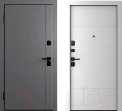 Входная дверь Belwooddoors Модель 8 210x100 Black левая (графит/Arvika эмаль белый)