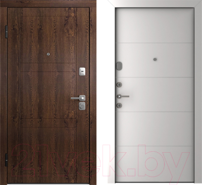 Входная дверь Belwooddoors Модель 8 210x100 левая (орех/Arvika эмаль белый)
