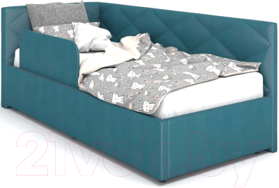 Односпальная кровать Rivalli Эмили с бортиком 90x200 (Newtone Azure)