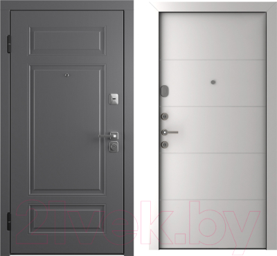 Входная дверь Belwooddoors Модель 9 210x100 левая (графит/Arvika эмаль белый)