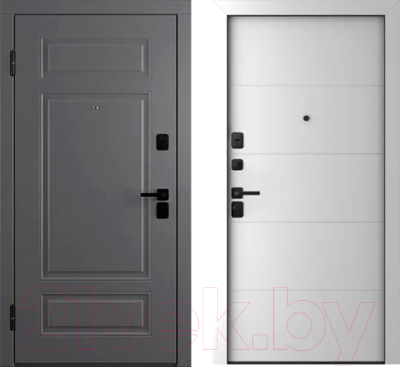 Входная дверь Belwooddoors Модель 9 210x100 Black левая (графит/Arvika эмаль белый)