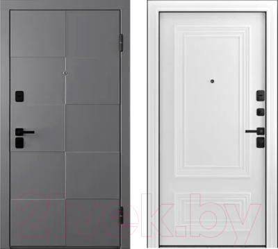 Входная дверь Belwooddoors Модель 10 210x100 Black правая (графит/палаццо 2 эмаль белый)