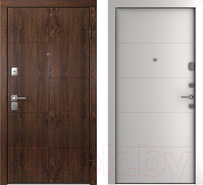 Входная дверь Belwooddoors Модель 10 210x100 правая (орех/Arvika эмаль белый)