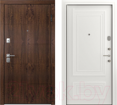 Входная дверь Belwooddoors Модель 10 210x100 правая (орех/палаццо 2 эмаль белый)