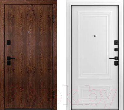 Входная дверь Belwooddoors Модель 10 210x100 Black правая (орех/палаццо 2 эмаль белый)