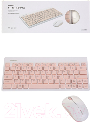 Клавиатура+мышь Miniso 7214 (белый/розовый)