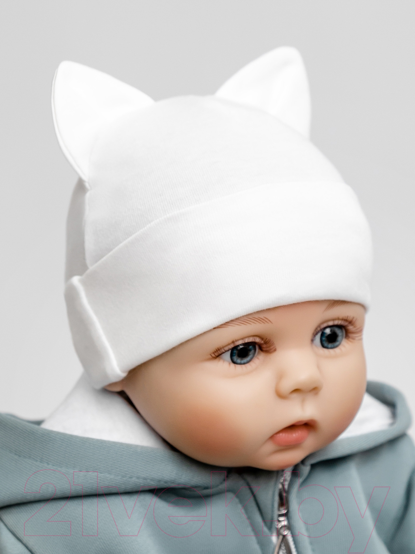 Шапочка для малышей Amarobaby Nature Essence Cat / AB-OD22-NE16Ca/33-44 (молочный) — фото 5