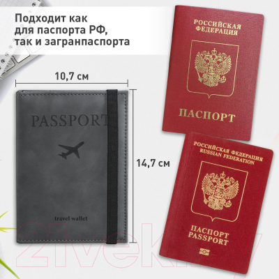 Обложка на паспорт Brauberg Passport / 238203 (серый)