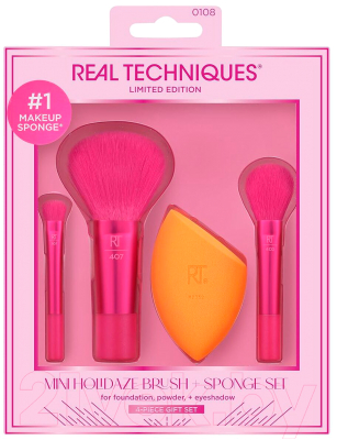 Набор кистей для макияжа Real Techniques Mini Holidaze Brush + Sponge Set / RT100108