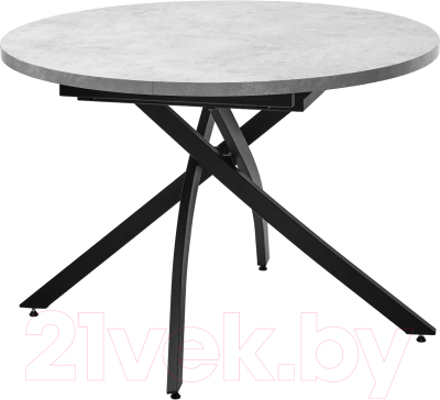 Обеденный стол M-City Дарио D110 раскладной / 464M05641 (бетон чикаго светло-серый/черный)