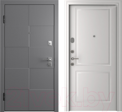 Входная дверь Belwooddoors Модель 10 210x90 левая (графит/Alta эмаль белый)