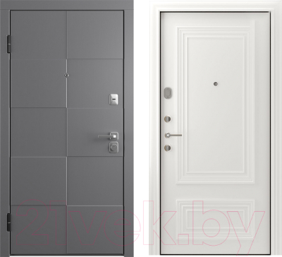 Входная дверь Belwooddoors Модель 10 210x90 левая (графит/палаццо 2 эмаль белый)