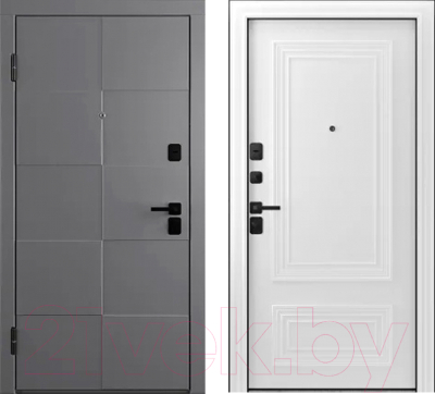 Входная дверь Belwooddoors Модель 10 210x90 Black левая (графит/палаццо 2 эмаль белый)