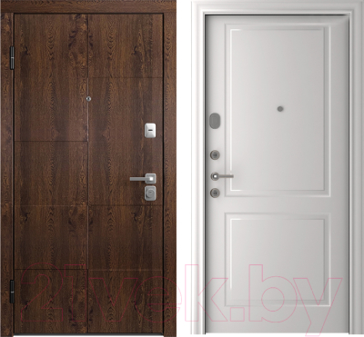 Входная дверь Belwooddoors Модель 10 210x90 левая (орех/Alta эмаль белый)