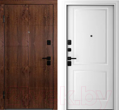 Входная дверь Belwooddoors Модель 10 210x90 Black левая (орех/Alta эмаль белый)