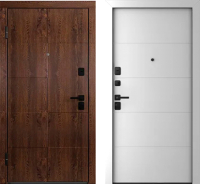 Входная дверь Belwooddoors Модель 10 210x90 Black левая (орех/Arvika эмаль белый) - 