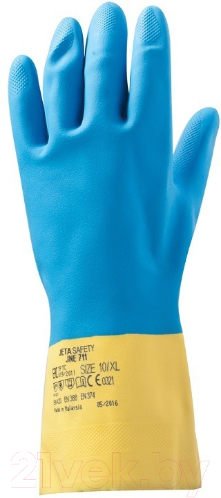 Перчатки защитные Jeta Safety К80 Щ50 / JNE711-09-L (р.9/L, желтый/голубой)