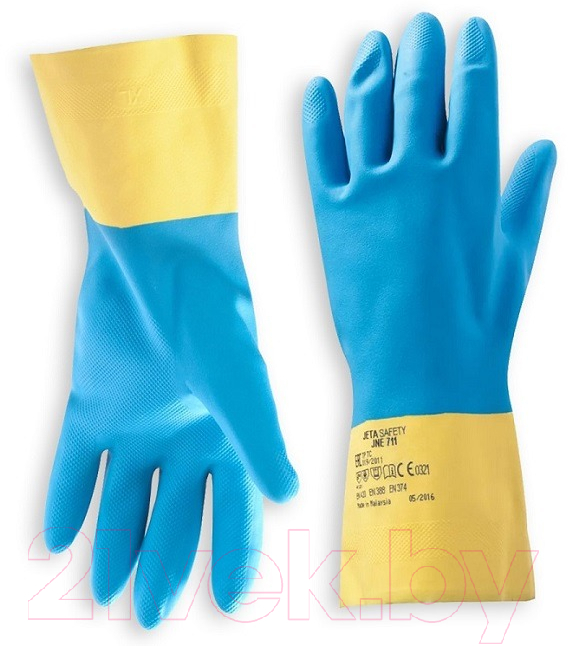Перчатки защитные Jeta Safety К80 Щ50 / JNE711-09-L (р.9/L, желтый/голубой) — фото 3