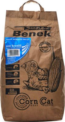 Наполнитель для туалета Super Benek Corn Cat Морской бриз (14л)