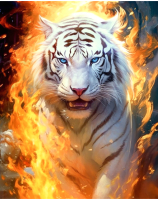 Набор алмазной вышивки РЫЖИЙ КОТ Белый тигр в огне / НД-0592  - 