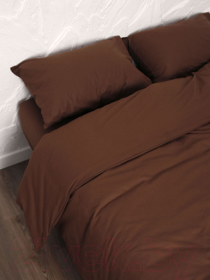 Комплект постельного белья Loon Эмили 90x200/50x70 / КПБ.Б-1.5-50-7 (коричневый, на резинке)