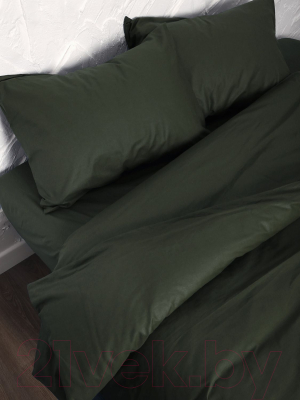 Комплект постельного белья Loon Эмили 90x200/50x70 / КПБ.Б-1.5-50-5 (темно-зеленый, на резинке)