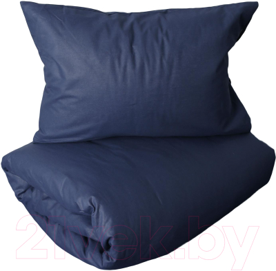Комплект постельного белья Loon Эмили 90x200/50x70 / КПБ.Б-1.5-50-9 (темно-синий, на резинке)