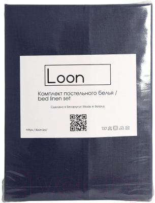 Комплект постельного белья Loon Эмили 90x200/50x70 / КПБ.Б-1.5-50-9 (темно-синий, на резинке)