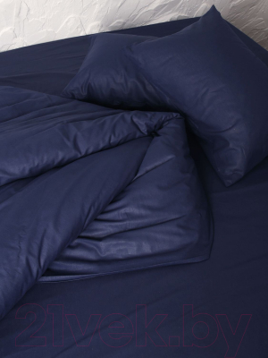Комплект постельного белья Loon Эмили 90x200/50x70 / КПБ.Б-1.5-50-9 (темно-синий, на резинке)