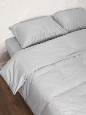 Комплект постельного белья Loon Аделина 90x200/50x70 / КПБ.С-1.5-50-3 (светло-серый, на резинке)