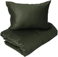 Комплект постельного белья Loon Аделина 90x200/50x70 / КПБ.С-1.5-50-12 (темно-зеленый, на резинке) - 