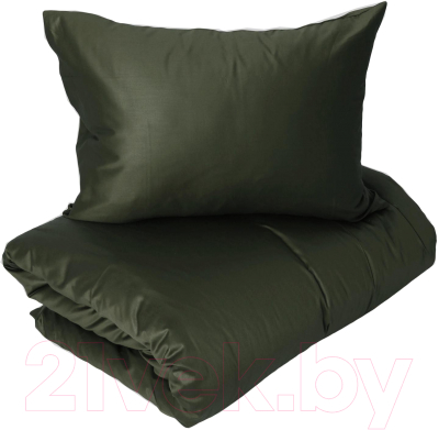 Комплект постельного белья Loon Аделина 90x200/50x70 / КПБ.С-1.5-50-12 (темно-зеленый, на резинке)