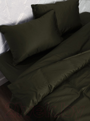 Комплект постельного белья Loon Аделина 90x200/50x70 / КПБ.С-1.5-50-12 (темно-зеленый, на резинке)
