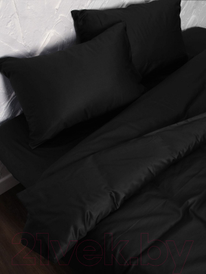 Комплект постельного белья Loon Аделина 90x200/50x70 / КПБ.С-1.5-50-9 (черный, на резинке)