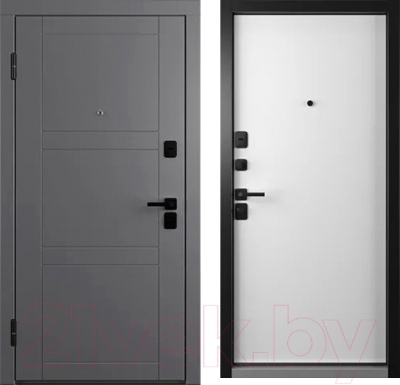 Входная дверь Belwooddoors Модель 8 210x90 Black левая (графит/Avesta эмаль белый)