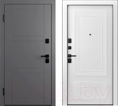 Входная дверь Belwooddoors Модель 8 210x90 Black левая (графит/палаццо 2 эмаль белый)