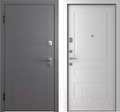 Входная дверь Belwooddoors Модель 8 210x90 левая (графит/роялти эмаль белый)