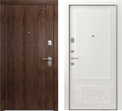 Входная дверь Belwooddoors Модель 8 210x90 левая (орех/палаццо 2 эмаль белый)