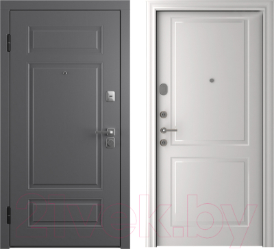 Входная дверь Belwooddoors Модель 9 210x90 левая (графит/Alta эмаль белый)
