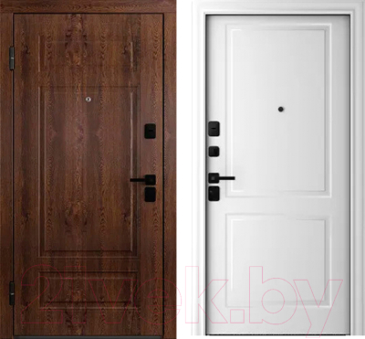 Входная дверь Belwooddoors Модель 9 210x90 Black левая (орех/Alta эмаль белый)