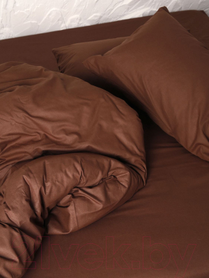 Комплект постельного белья Loon Эмили 90x200/70x70 / КПБ.Б-1.5-70-7 (коричневый, на резинке)
